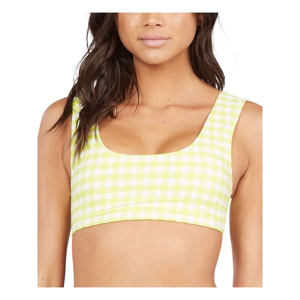 ROXY Women's Yellow Removable Cups Beautiful Sun Square Neck Swimsuit Top M